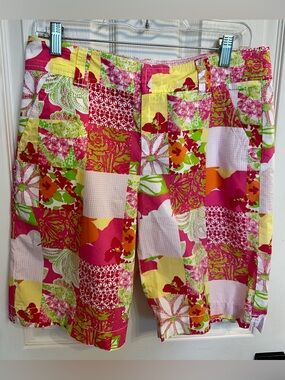 Lilly Pulitzer Pink Green Patchwork Shorts in Size 6